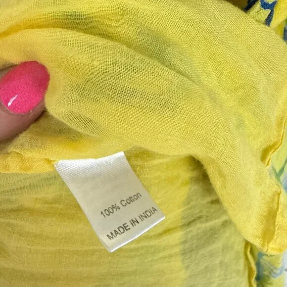 Banjanan Mercy Midi Dress Wrap Tropical Floral Bird Yellow Size Small S $370 EUC - Picture 10 of 16